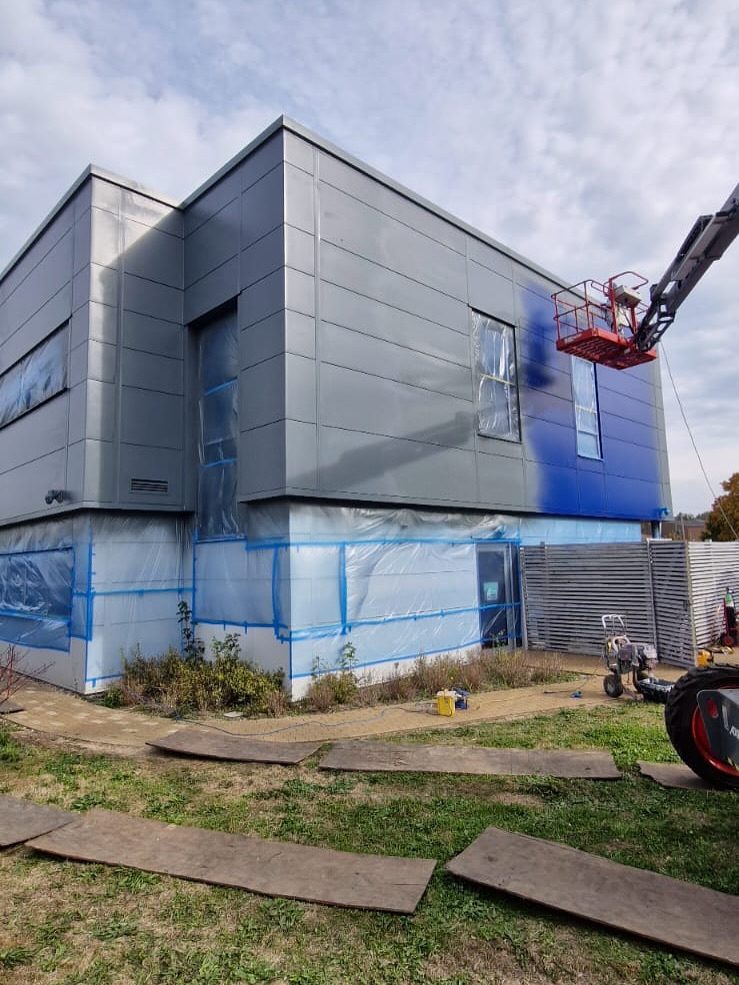 Avelair Bury St Edmunds, 400m² Industrial Cladding Respray, Cladding case study by Anglia Decor