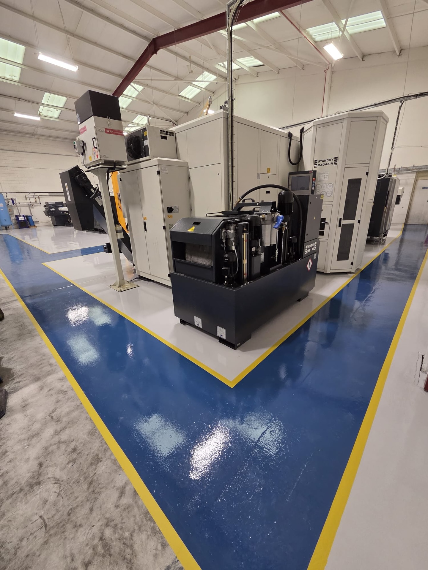Resin Flooring at Currock Engineering, Chelmsford, 2,500m² Industrial Floor with Pedestrian Walkways, project gallery photo 3 of 4