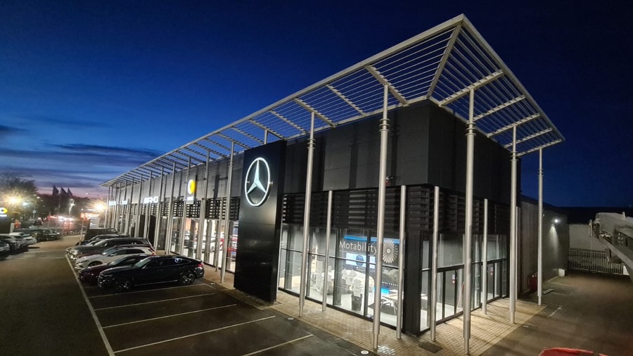 Mercedes-Benz Norwich, Dealership Cladding Respray, Cladding project by Anglia Decor