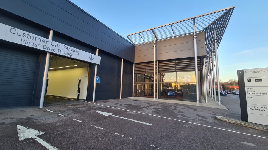 Mercedes-Benz Norwich, Dealership Cladding Respray, project gallery photo 3 of 3