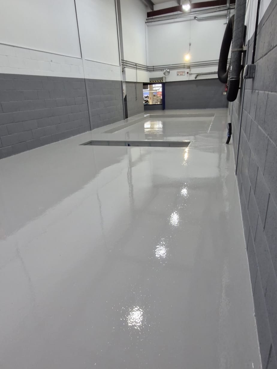 MOT Centre Resin Flooring at Gates, Braintree, project gallery photo 2 of 2