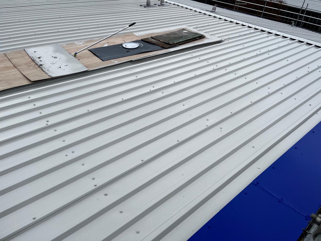 Metal roofing with insulation detail