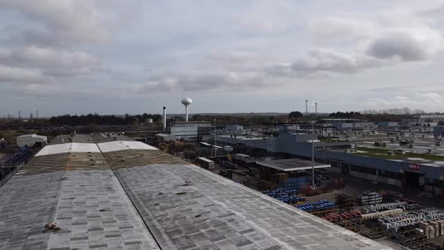 Warehouse with roof coating