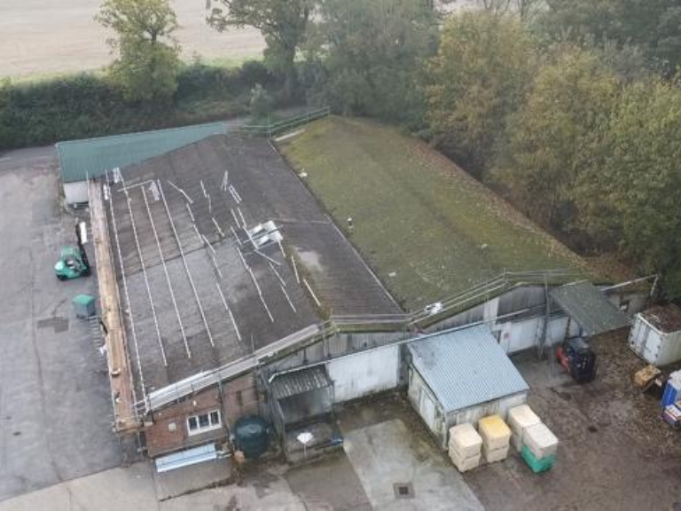 Roof before coating application