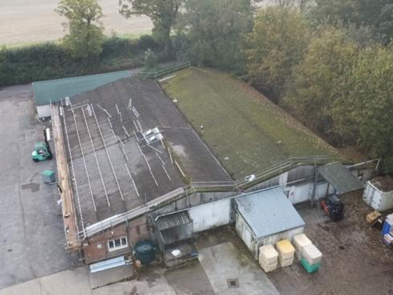 Aerial view of flat roof assessment