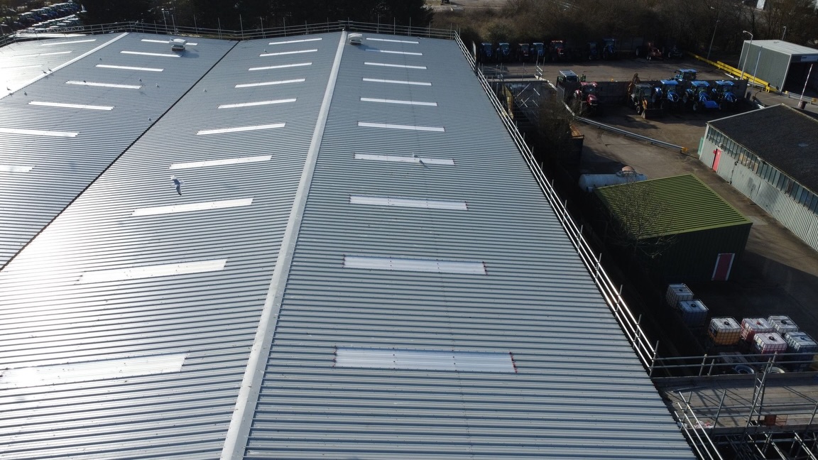 Aerial view of 8,000m² New Holland roof replacement