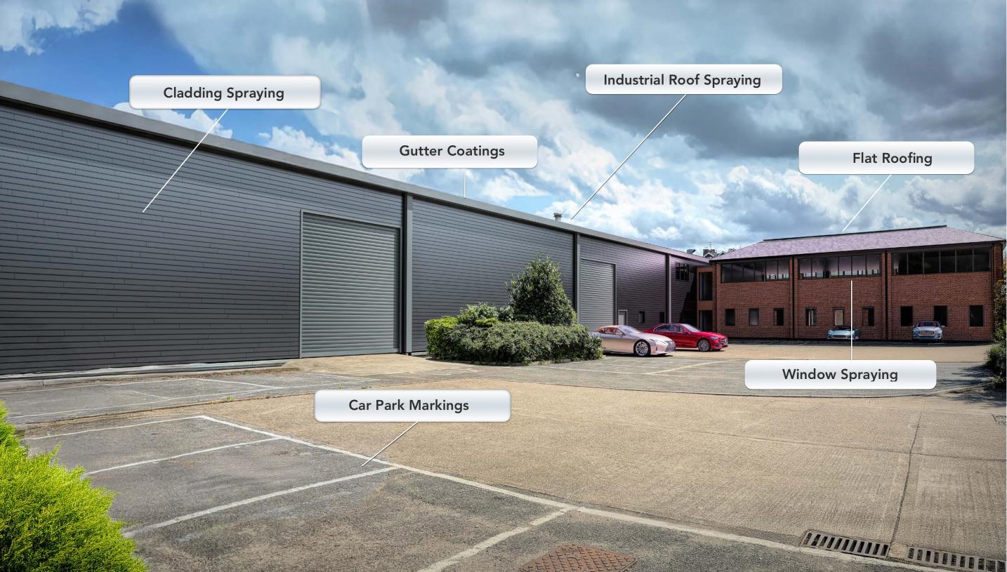 Anglia Decor industrial services overview — painting, flooring, roofing and cladding